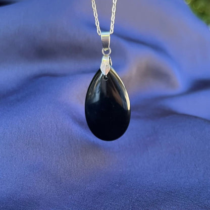 Collana pietra naturale petalo in Ossidiana Nera - Zen Home