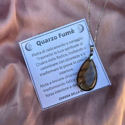 Collana pietra naturale petalo in Quarzo Fumè - Zen Home