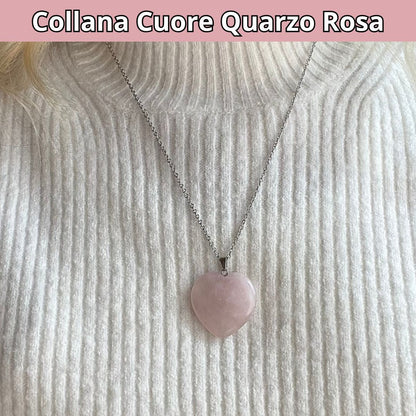 Collana Quarzo Rosa a forma di cuore - Zen Home