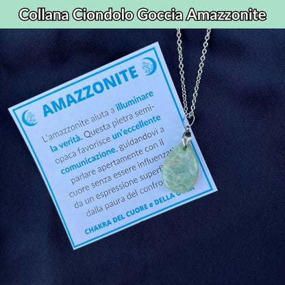 Collana regolabile ciondolo goccia Amazzonite - Zen Home