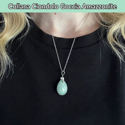 Collana regolabile ciondolo goccia Amazzonite - Zen Home