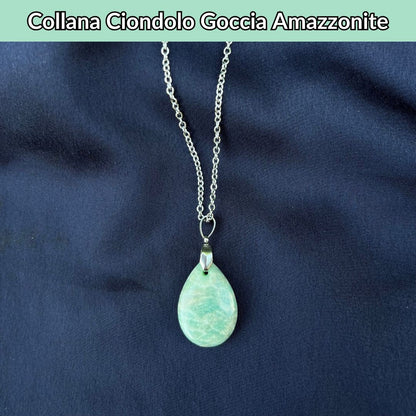 Collana regolabile ciondolo goccia Amazzonite - Zen Home
