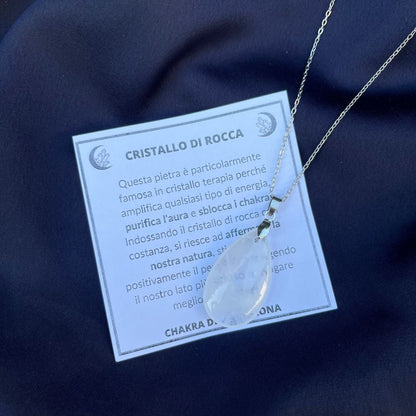 Collana regolabile ciondolo Petalo Cristallo di Rocca - Zen Home