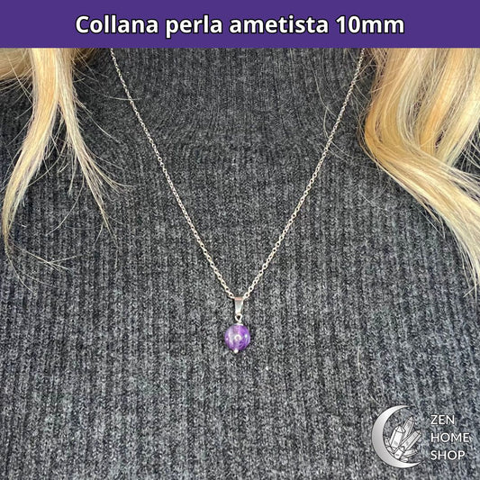 Collana regolabile perla ametista 10mm - Zen Home
