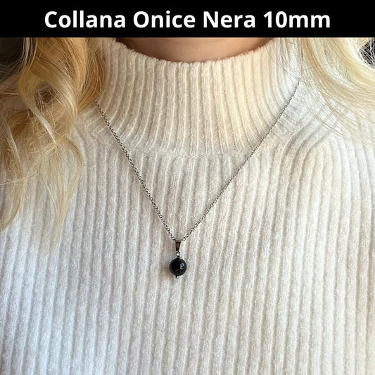 Collana regolabile perla onice nera 10mm - Zen Home
