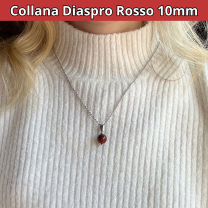 DIASPRO ROSSO 10mm - Collana regolabile in acciaio - Zen Home