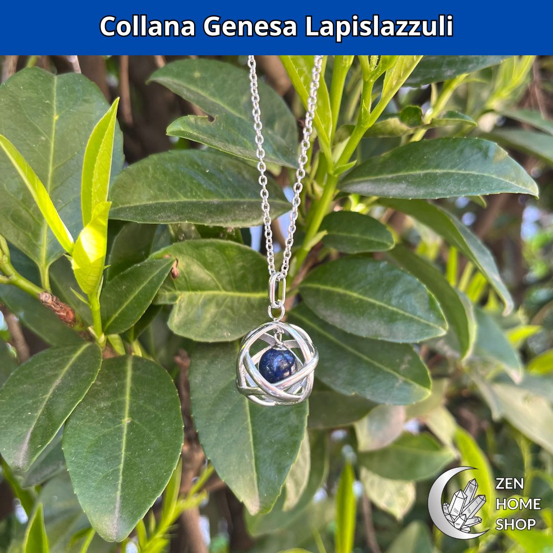 LAPISLAZZULI - Collana Regolabile Ciondolo Genesa in acciaio inossidabile con pietra naturale - Zen Home