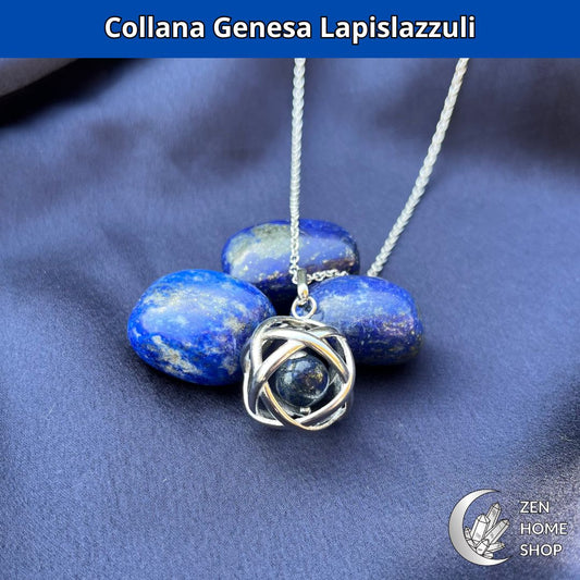 LAPISLAZZULI - Collana Regolabile Ciondolo Genesa in acciaio inossidabile con pietra naturale - Zen Home
