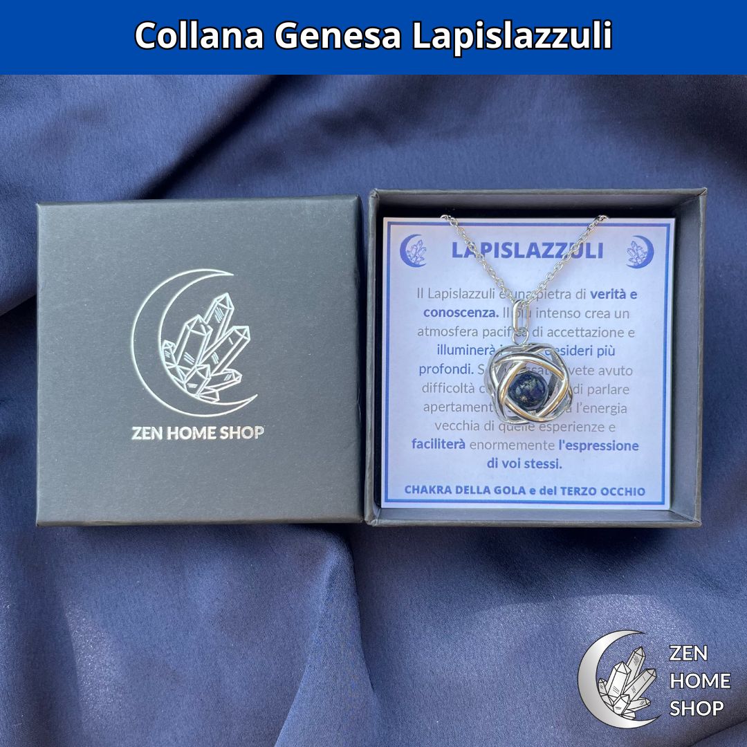 LAPISLAZZULI - Collana Regolabile Ciondolo Genesa in acciaio inossidabile con pietra naturale - Zen Home