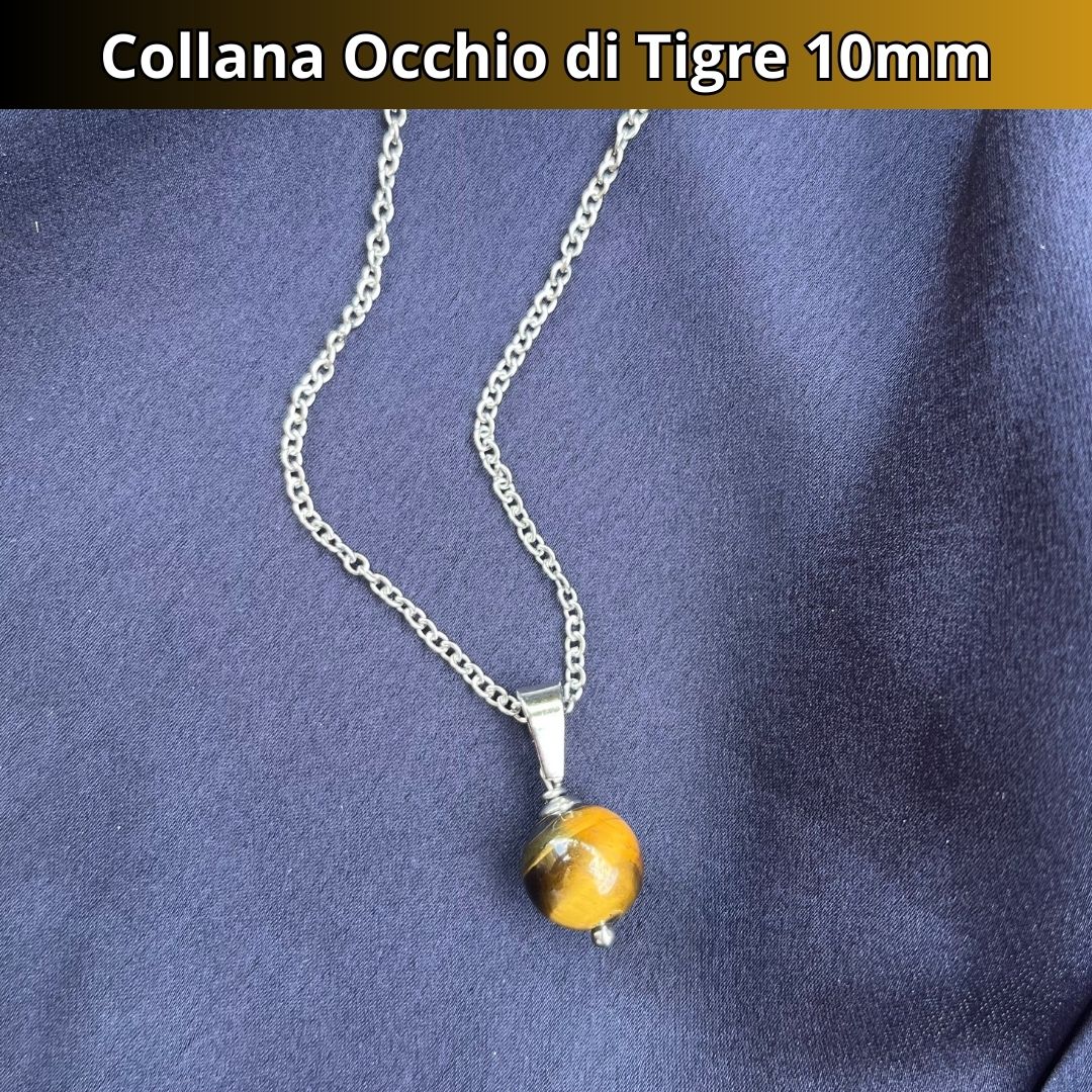 OCCHIO DI TIGRE 10mm - Collana regolabile in acciaio - Zen Home