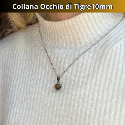 OCCHIO DI TIGRE 10mm - Collana regolabile in acciaio - Zen Home