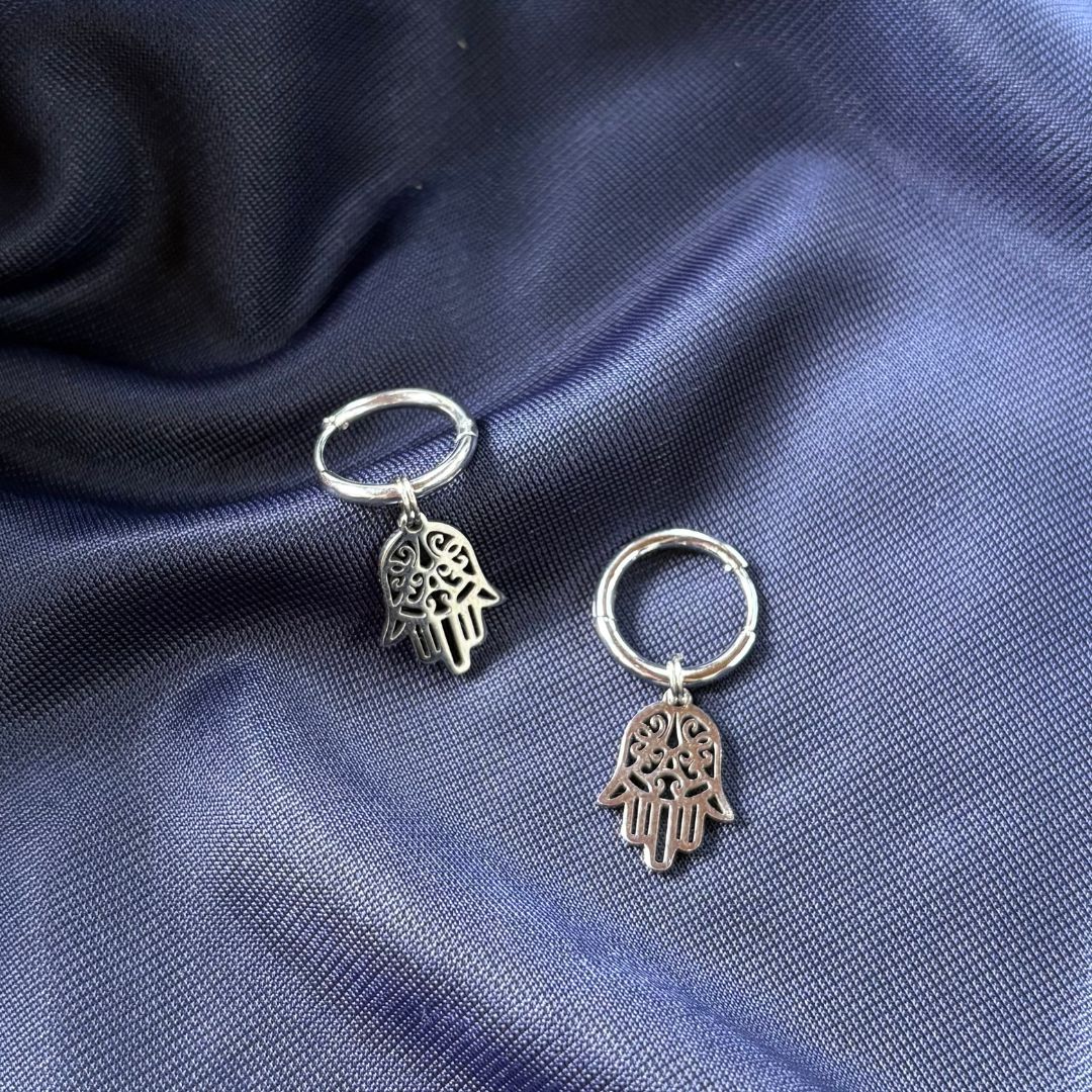 Orecchini Cerchio Mano di Fatima in Acciaio Inossidabile - Zen Home