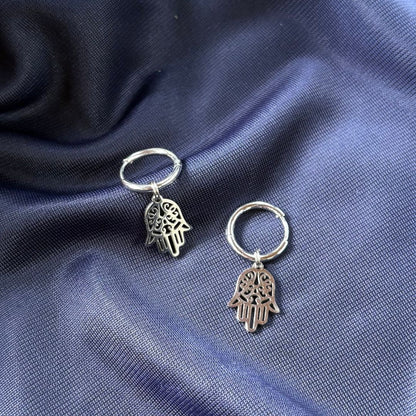 Orecchini Cerchio Mano di Fatima in Acciaio Inossidabile - Zen Home