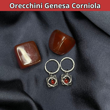 Orecchini Ciondolo Genesa in acciaio inossidabile con pietra naturale Corniola - Zen Home