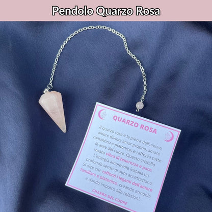 Pendolo con pietra naturale Quarzo Rosa - Zen Home