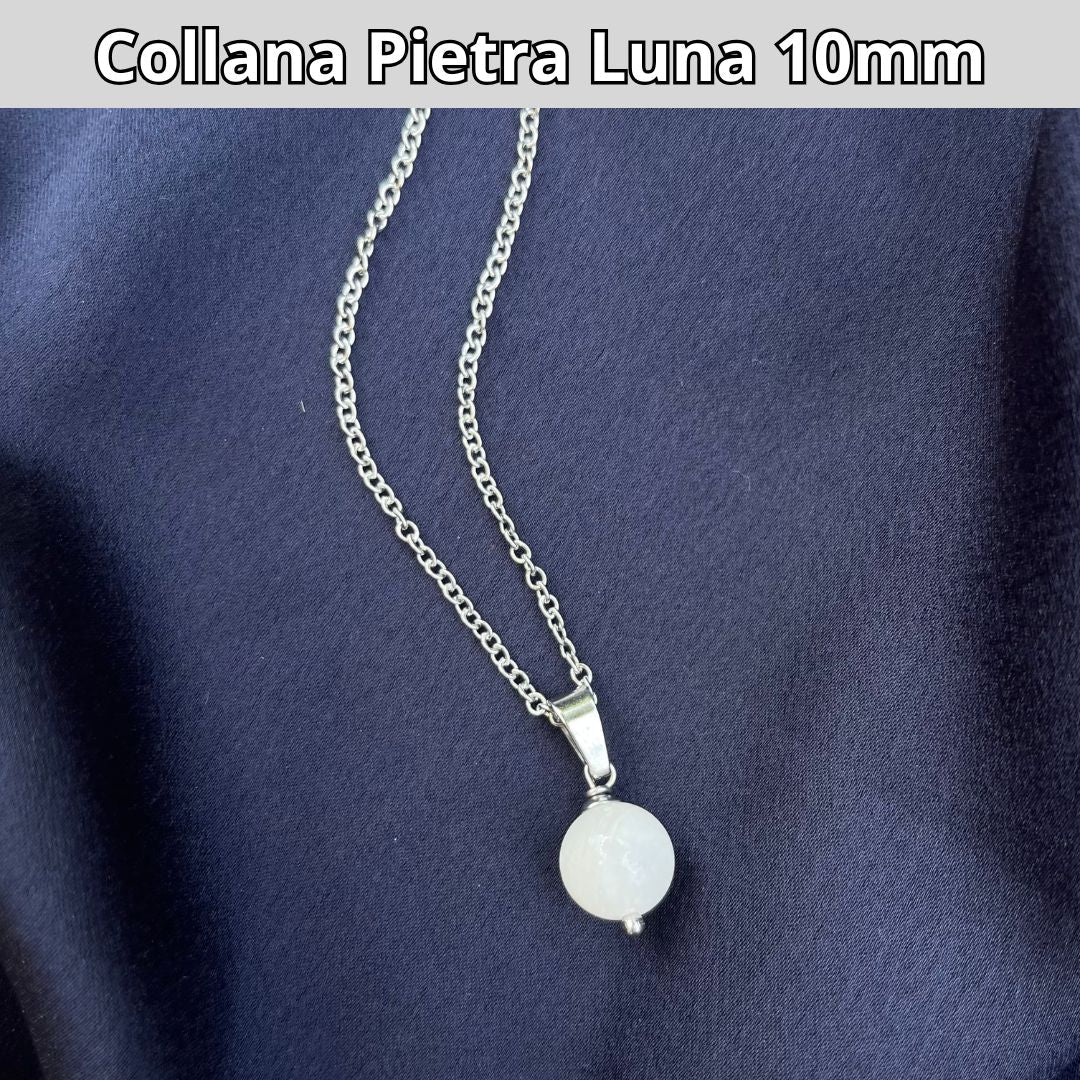 Pietra Luna 10mm - Collana regolabile in acciaio - Zen Home