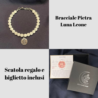 Pietra Luna Segni Zodiacali - Bracciale regolabile in acciaio inossidabile e pietre naturali da 6mm - Zen Home