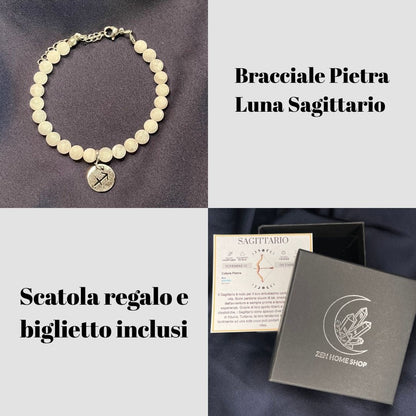 Pietra Luna Segni Zodiacali - Bracciale regolabile in acciaio inossidabile e pietre naturali da 6mm - Zen Home