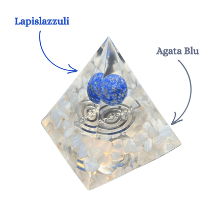 Piramide Orgonite Agata blu lace - Lapislazzuli - Choku rei argento - Zen Home