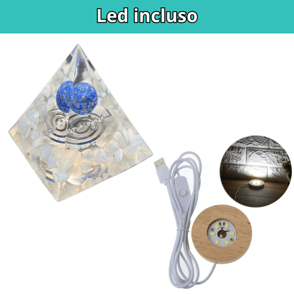Piramide Orgonite Agata blu lace - Lapislazzuli - Choku rei argento - Zen Home