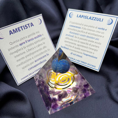 Piramide Orgonite Ametista + Lapislazzuli + Choku Rei oro - Zen Home