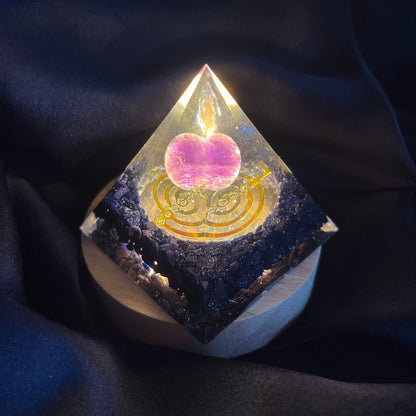 Piramide Orgonite Blu Gold Stone - Ametista - Chokurei oro - Zen Home