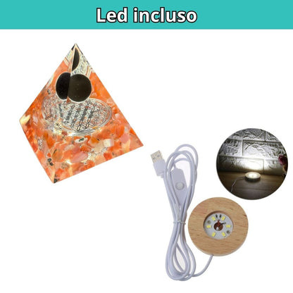 Piramide Orgonite Corniola - Onice nera - Fiore della vita argento Tik Tok - Zen Home