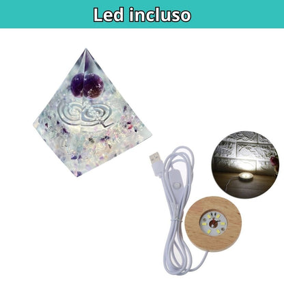 Piramide Orgonite Fluorite - Ametista - Choku rei argento - Zen Home