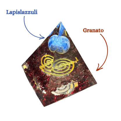 Piramide Orgonite Granato - Lapislazzuli - Choku rei Oro - Zen Home