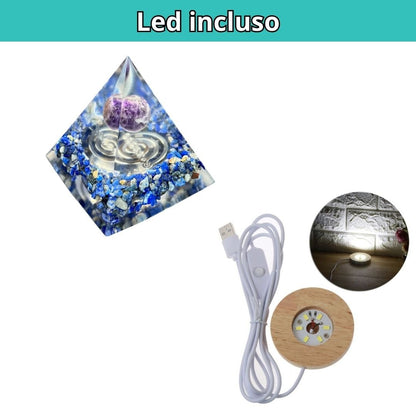 Piramide Orgonite Lapislazzuli - Ametista - Choku rei argento - Zen Home