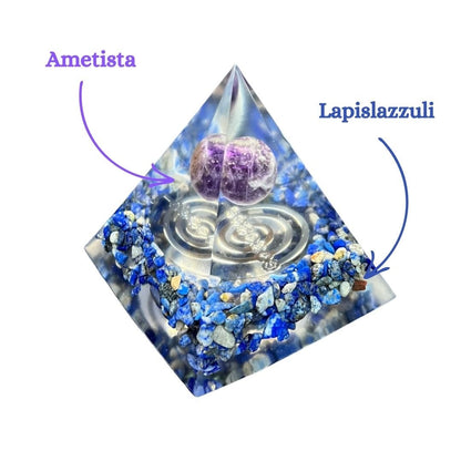 Piramide Orgonite Lapislazzuli - Ametista - Choku rei argento - Zen Home
