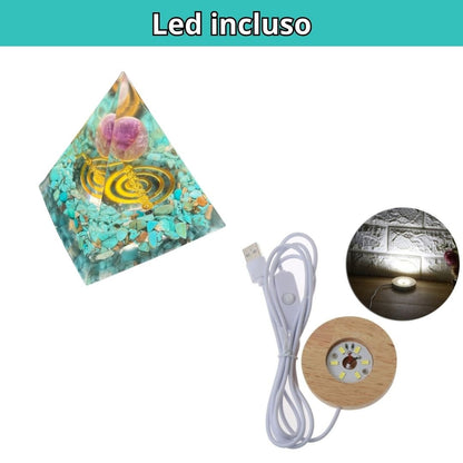 Piramide Orgonite Turchese - Ametista - Choku Rei oro Tik Tok - Zen Home