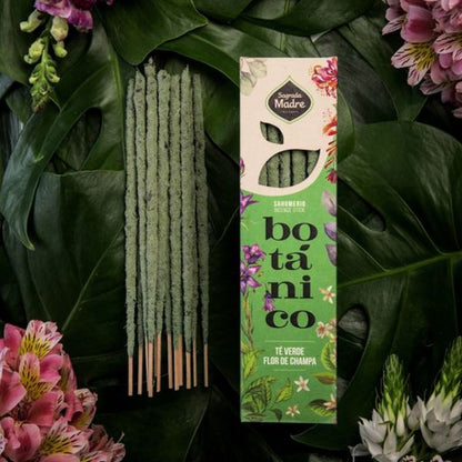 Sagrada Madre Linea Botanico Incenso in bastoncini fiorito - Tè verde e fiori di Champa – 6pz - Zen Home