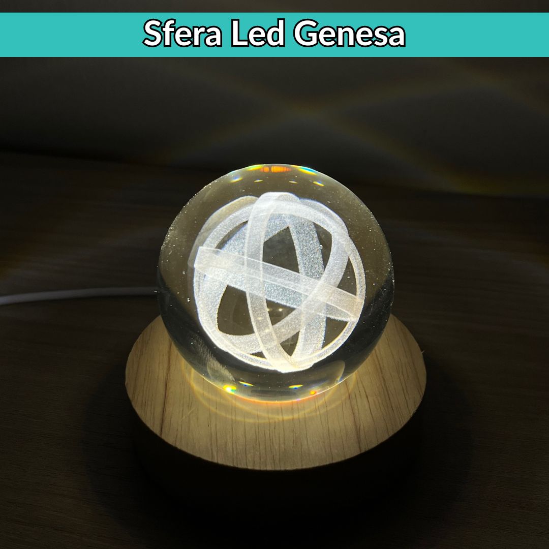 Sfera 3D Genesa con base led in legno - Zen Home