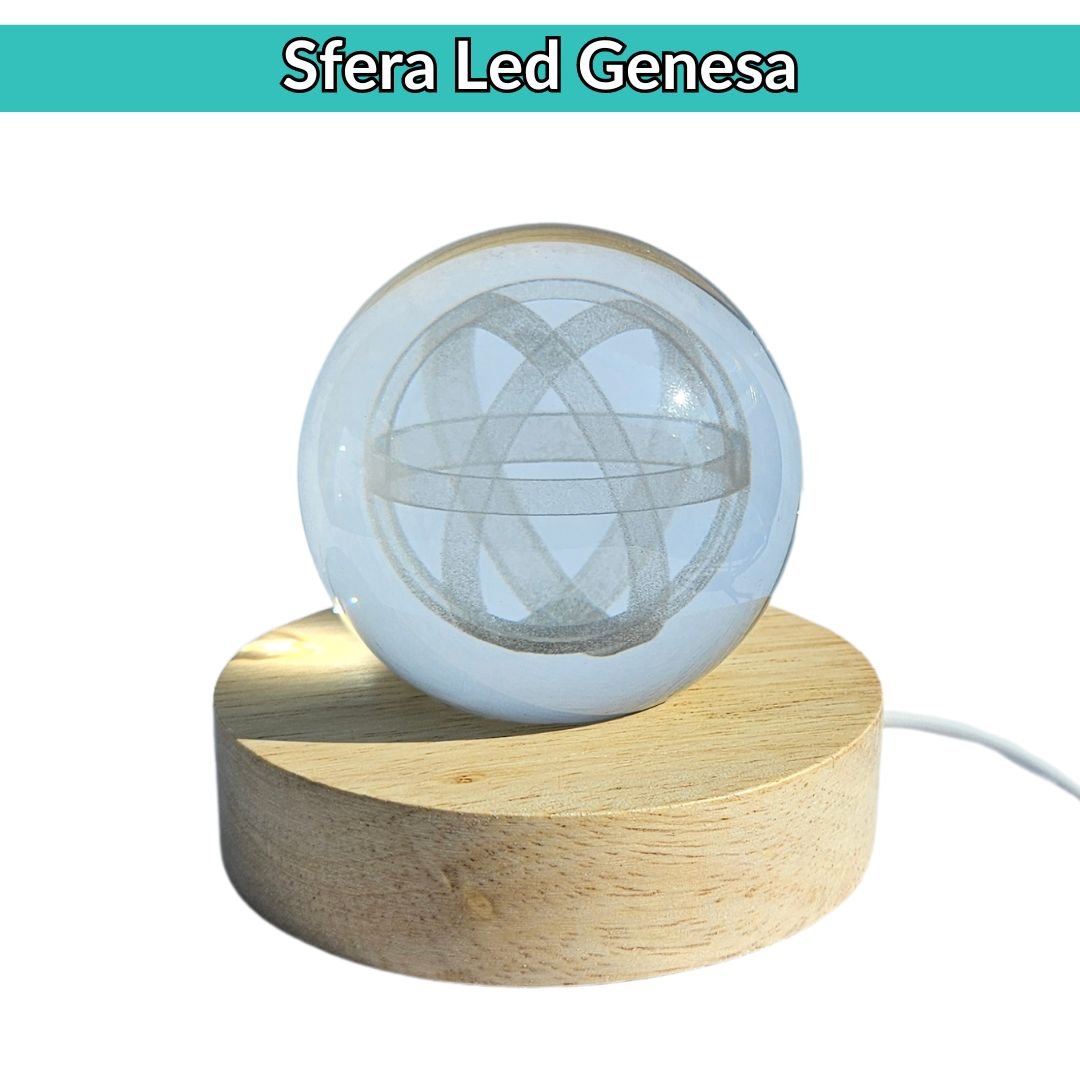 Sfera 3D Genesa con base led in legno - Zen Home