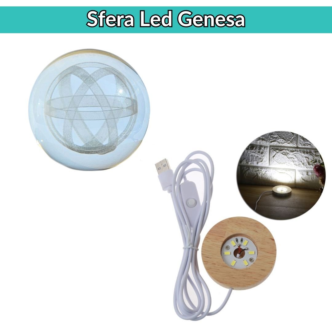 Sfera 3D Genesa con base led in legno - Zen Home