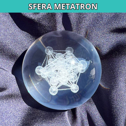 Sfera 3D Metatron con base led in legno (Led Incluso) - Zen Home