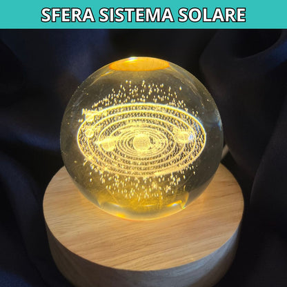 Sfera 3D Sistema Solare con base led in legno (Led Incluso) - Zen Home