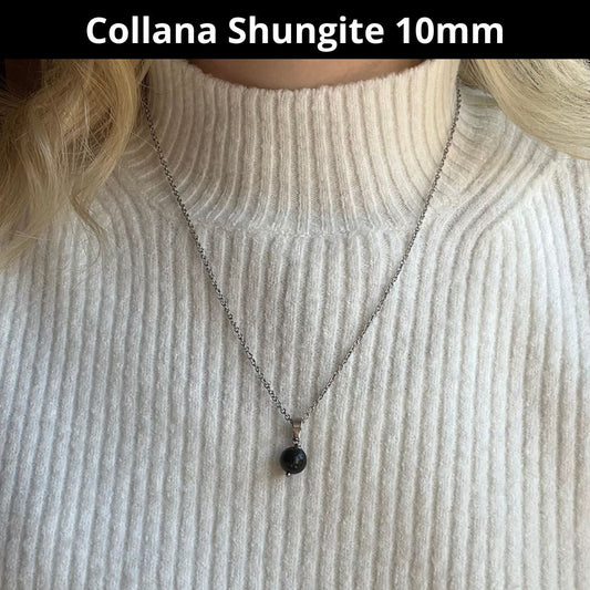 Shungite 10mm - Collana regolabile in acciaio - Zen Home