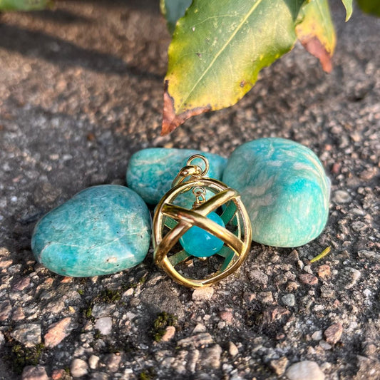 AMAZZONITE - Collana Regolabile Ciondolo Genesa in acciaio placcato colore oro 18K - Zen Home