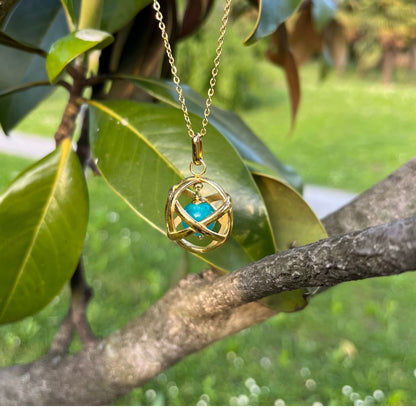 AMAZZONITE - Collana Regolabile Ciondolo Genesa in acciaio placcato colore oro 18K - Zen Home