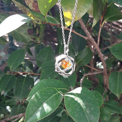 AMBRA - Collana Regolabile Ciondolo Genesa in acciaio inossidabile con pietra naturale - Zen Home (17183033)