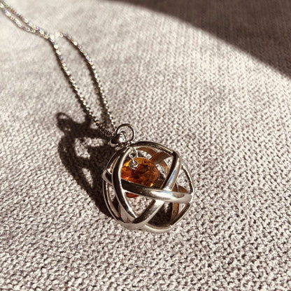 AMBRA - Collana Regolabile Ciondolo Genesa in acciaio inossidabile con pietra naturale - Zen Home (17183035)