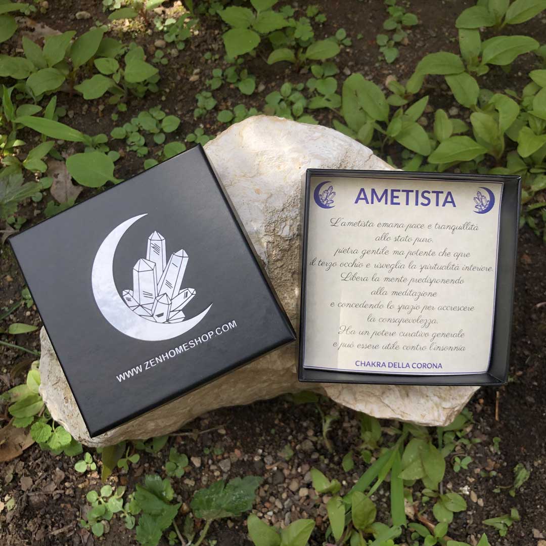 AMETISTA - Bracciale regolabile in acciaio inossidabile e pietre natur - Zen  Home