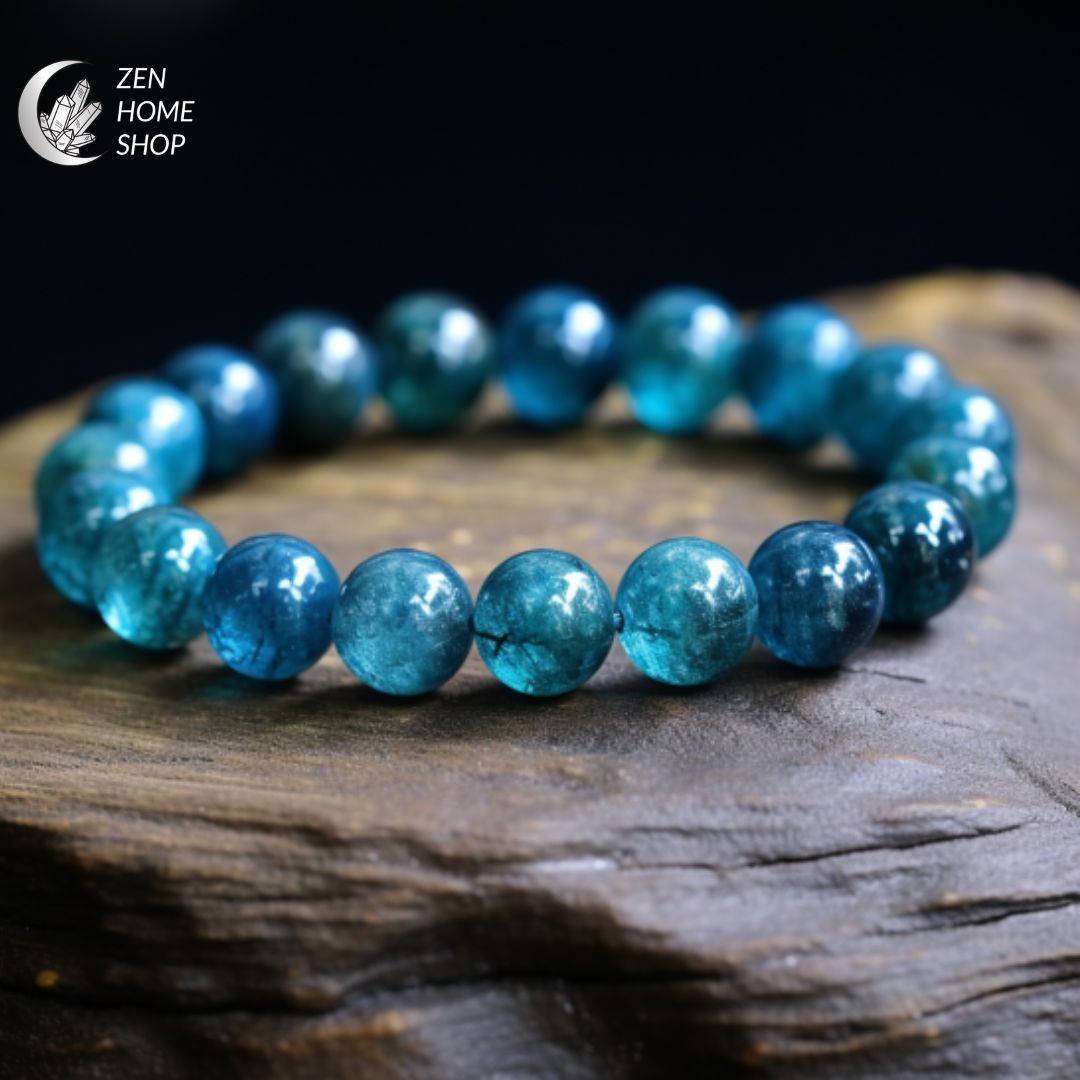 Apatite Blu - Bracciale elastico con pietre naturali da 8 mm - Zen Home (17183182)