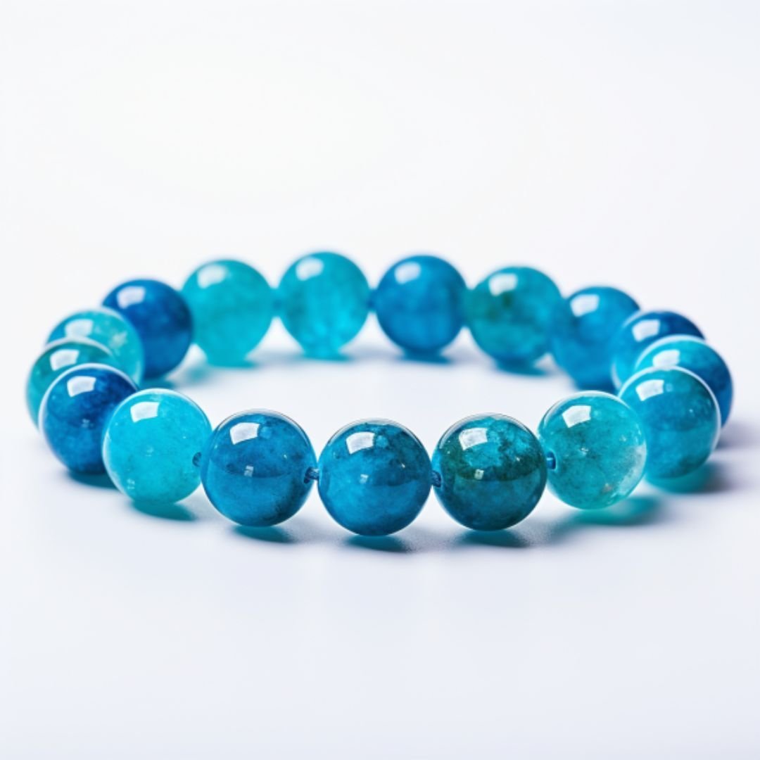 Apatite Blu - Bracciale elastico con pietre naturali da 8 mm - Zen Home (17183179)