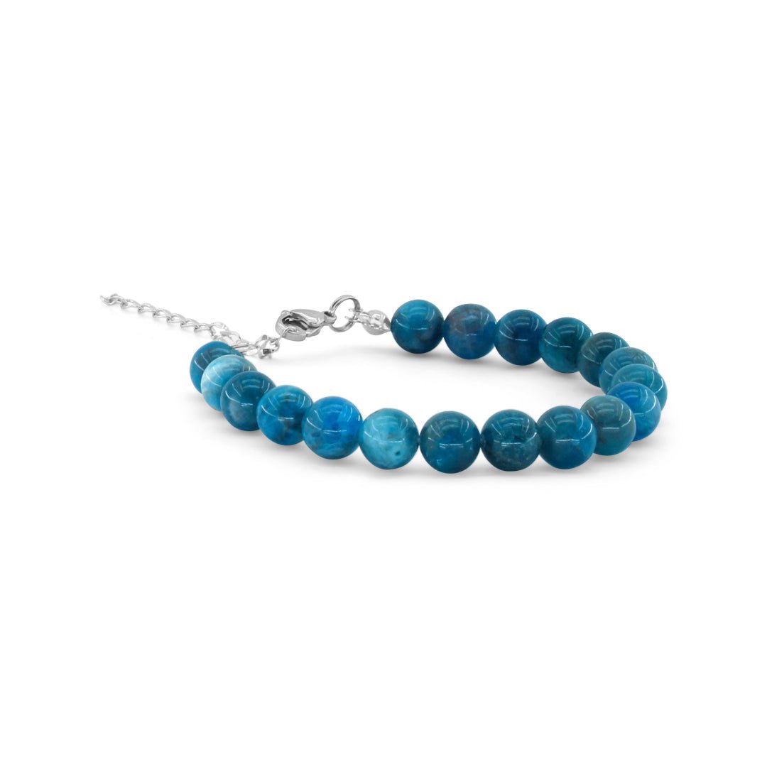 APATITE BLU - Bracciale regolabile in acciaio inossidabile e pietre naturali da 8 mm - Zen Home