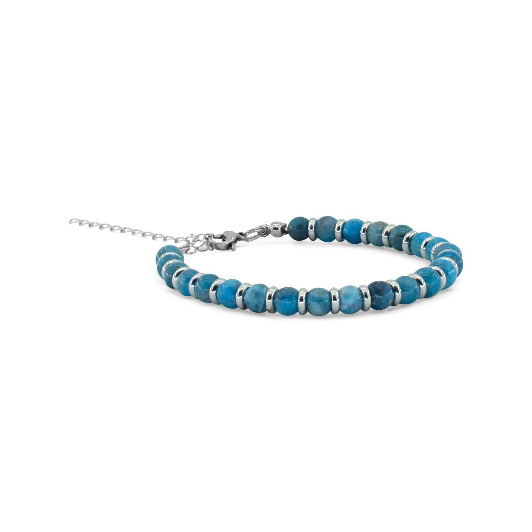 APATITE BLU - Bracciale Saturno con pietre naturali da 6 mm - Zen Home