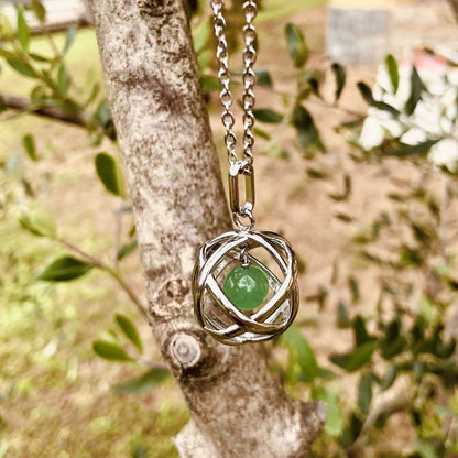 AVVENTURINA- Collana Regolabile Ciondolo Genesa in acciaio inossidabile con pietra naturale - Zen Home