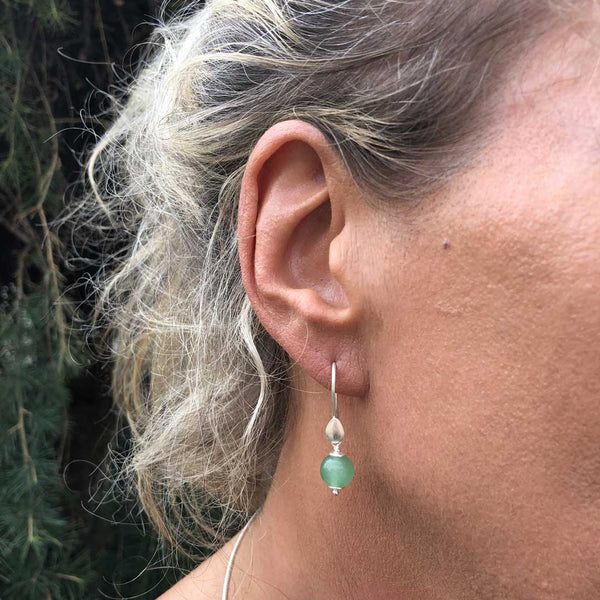 Argento Chic-Net Orecchini A Bottone In Argento 925 Con Avventurina, Pietra Naturale, Per Donna